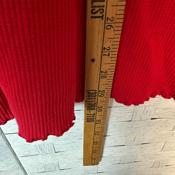 Lauren, Ralph Lauren womens Henley waffle knit T-shirt long sleeve red plus Sz ￼ - Picture 6 of 8